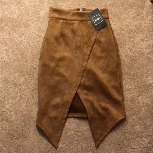 Last One‼️Nude Suede Fold Over Skirt Brand New - Picture 4 of 6